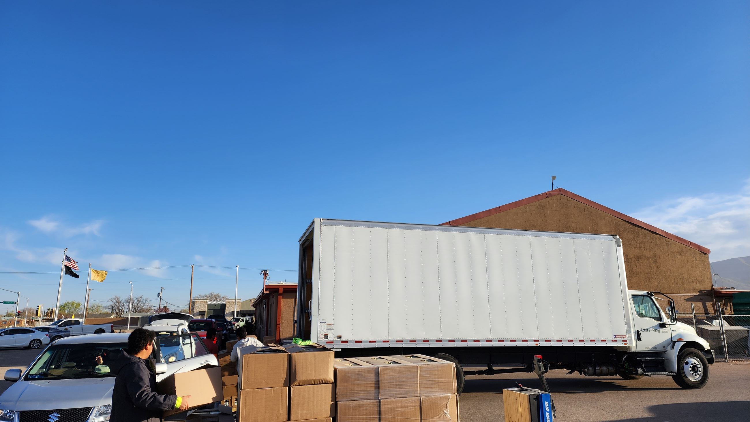 Loaves and Fishes Distribution outside the Civic Center