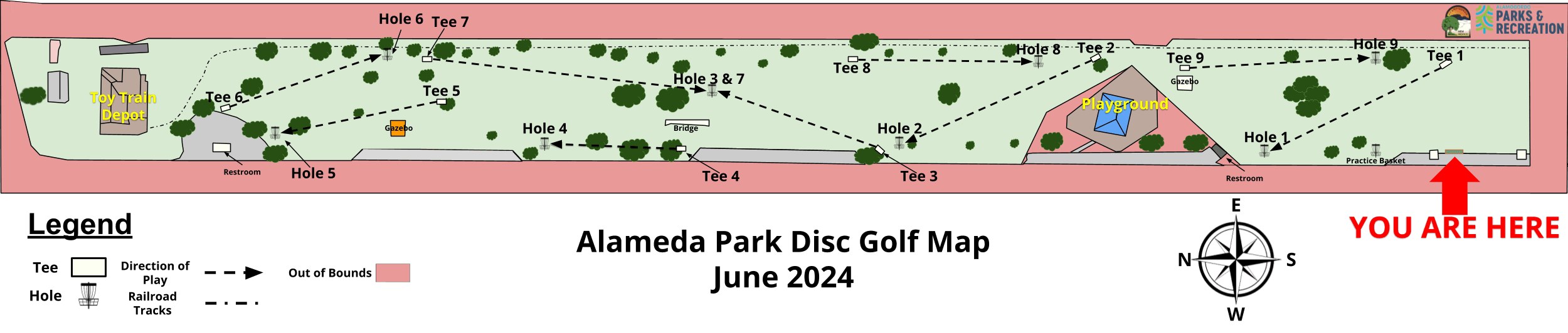 Alameda Park Disc Golf Map